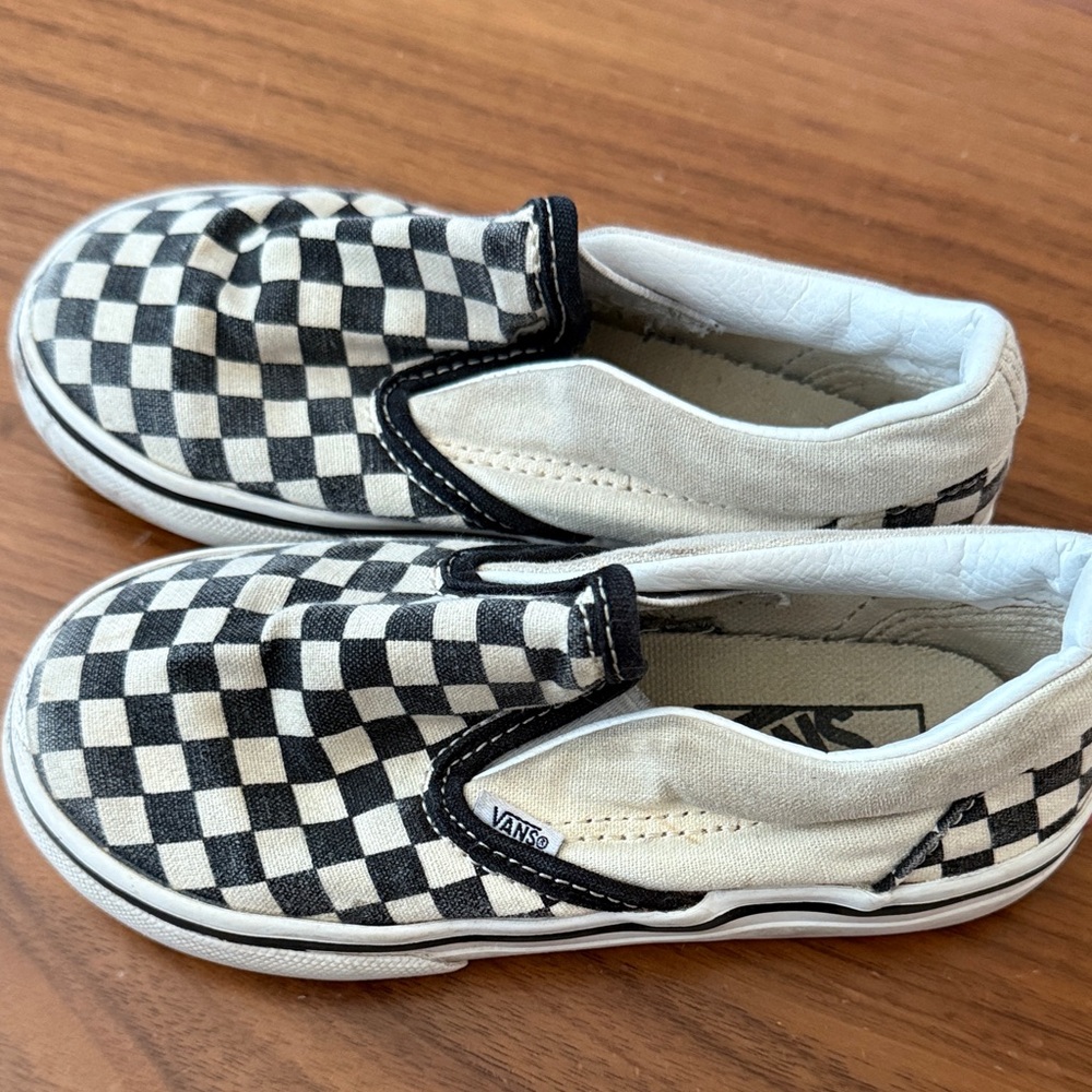 Vans Kids Black and White Checkered Slip-On Sneakers